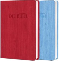 Elberfelder Taschenbibel Holzoptik rot / blau