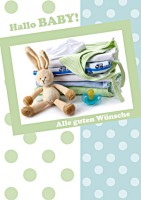 Faltkarte - Baby - Hase blau