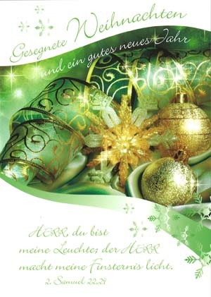 Postkarte - Gesegnete Weihnachten - Kugel grün